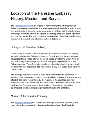 Location of the Palestine Embassy_ History, Mission, and Services