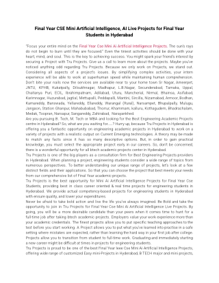 Final Year CSE Mini Artificial Intelligence, AI Live Projects for Final Year Students in Hyderabad