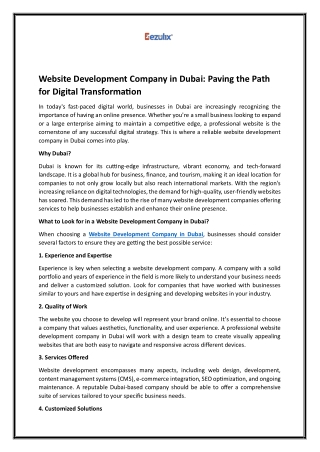 Website Development Company in Dubai