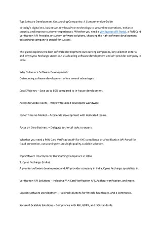 Top Software Development Outsourcing Companies: A Comprehensive Guide