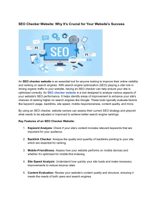 SEO Checker Website: Why It's Crucial for Your Website's Success