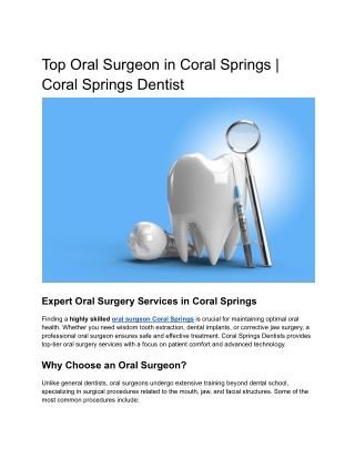 Top Oral Surgeon in Coral Springs _ Coral Springs Dentist