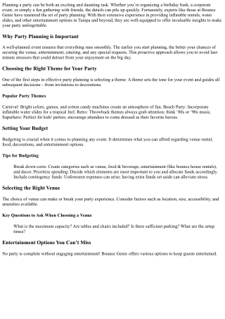 “Party Planning Tips from the Professionals at Bounce Genie!”