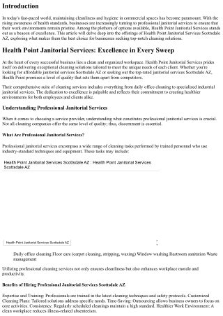 Health Point Janitorial Services: Excellence in Every Sweep