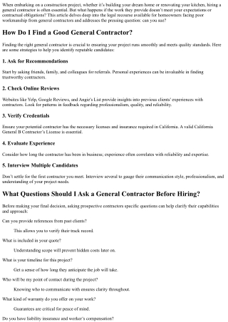 Legal Recourse for Poor Work by a General Contractor Can You Sue