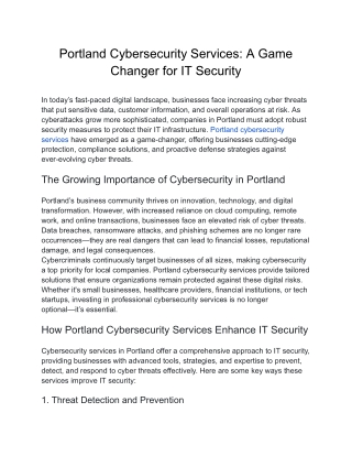 Portland Cybersecurity Services_ A Game Changer for IT Security