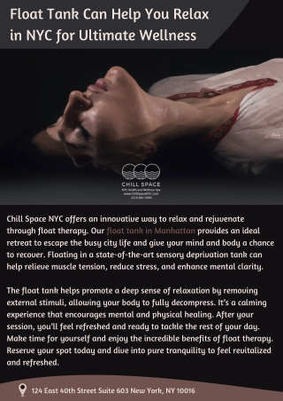 Float Tank Can Help You Relax in NYC for Ultimate Wellness