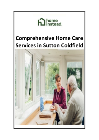 Comprehensive Home Care Services in Sutton Coldfield