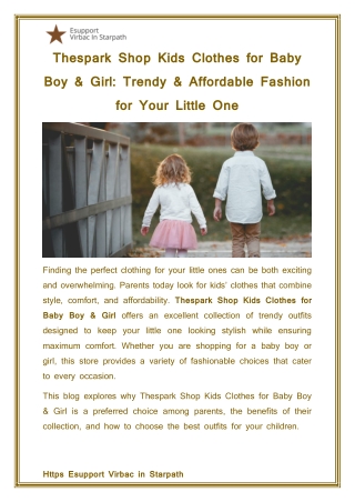 Thespark Shop Kids Clothes for Baby Boy & Girl: Trendy & Affordable Fashion
