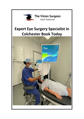 Expert Eye Surgery Specialist in Colchester Book Today