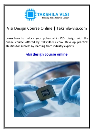 Vlsi Design Course Online  Takshila-vlsi.com