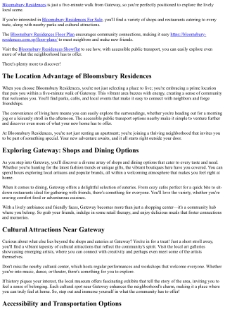 5 Minutes Walk To Gateway From Bloomsbury Residences