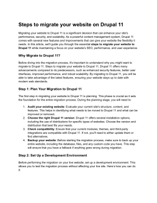 Steps to migrate your website on Drupal 11