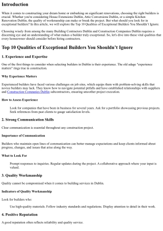 Top 10 Qualities of Exceptional Builders You Shouldn’t Ignore