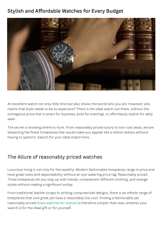 Stylish and Affordable Watches for Every Budget
