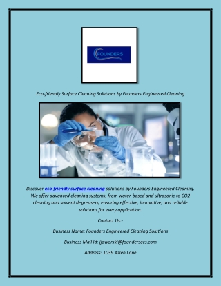 Eco-friendly Surface Cleaning Solutions by Founders Engineered Cleaning