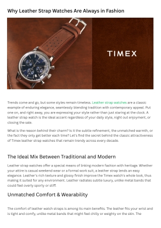 Why Leather Strap Watches Are Always in Fashion