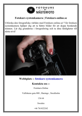 Fotokurs systemkamera   Fotokurs-online.se