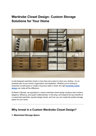 Wardrobe Closet Design_ Custom Storage Solutions for Your Home