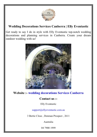 Wedding Decorations Services Canberra   Elly Eventastic