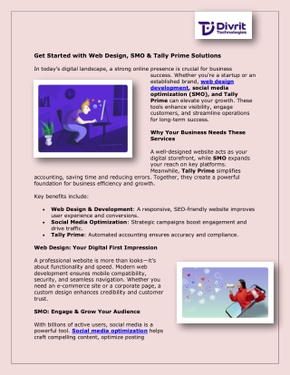 Get Started with Web Design, SMO & Tally Prime Solutions