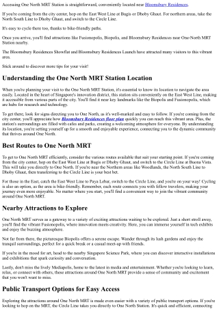 How to Access One North MRT: Ultimate Guide