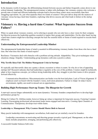 Visionary vs. Struggling Creator: What Separates Success from Failure?