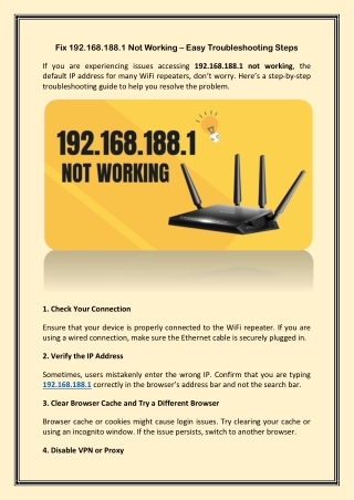 Fix 192.168.188.1 Not Working – Easy Troubleshooting Steps