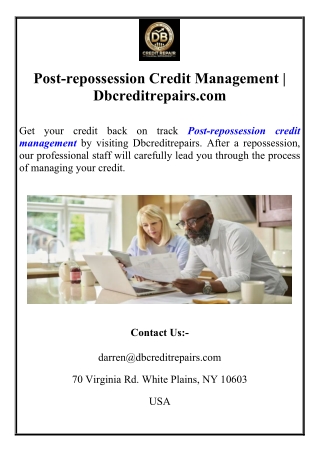 Post-repossession Credit Management  Dbcreditrepairs.com