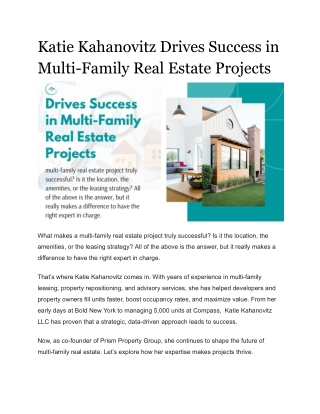 Katie Kahanovitz  Transforming Multi-Family Real Estate
