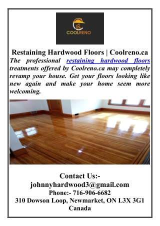 Restaining Hardwood Floors | Coolreno.ca