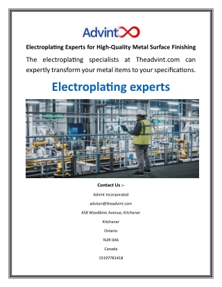 Electroplating Experts for High-Quality Metal Surface Finishing