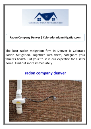 Radon Company Denver Coloradoradonmitigation.com