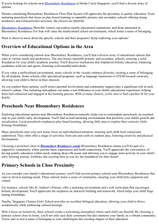 Guide to Schools Near Bloomsbury Residences, Media Circle Singapore