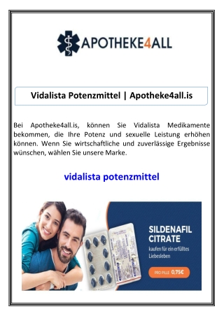 Vidalista Potenzmittel Apotheke4all.is