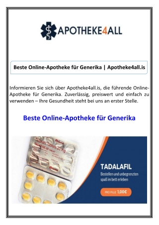 Beste Online-Apotheke für Generika Apotheke4all.is