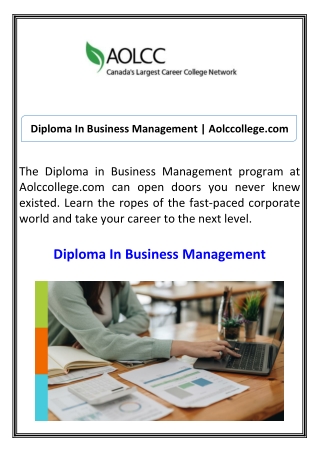 Diploma In Business Management Aolccollege.com