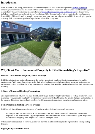 Why Trust Your Commercial Property to Tidal Remodeling's Expertise?