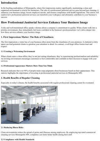 How Professional Janitorial Services Enhance Your Business Image