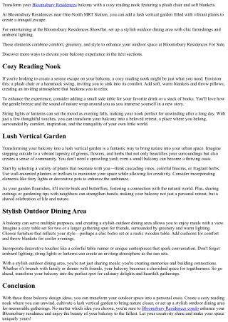 3 Fresh Balcony Design Ideas For Bloomsbury Residences