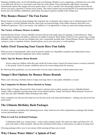 Throwing a Birthday Bash? Consider Bounce House Rentals!