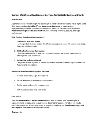 Custom WordPress Development Services