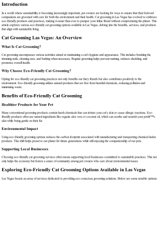 Exploring Eco-Friendly Cat Grooming Options Available in Las Vegas