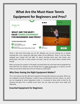 What Are the Must-Have Tennis Equipment for Beginners and Pros