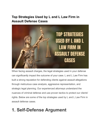 Proving Self-Defense in Assault Cases with L and L Law Firm