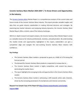 Ceramic Sanitary Ware Market Trends 2037