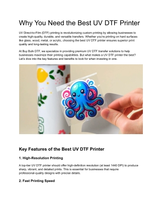 Why You Need the Best UV DTF Printer