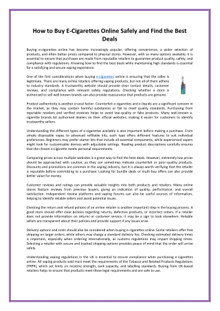 How to Buy E-Cigarettes Online Safely and Find the Best Deals