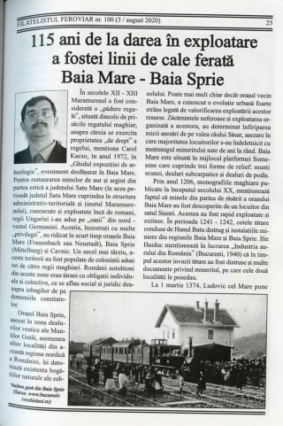 115 ani de la darea în exploatare a fostei linii de cale ferată BM – BS