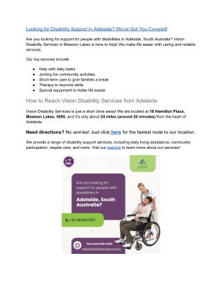 Adelaide’s Go-To Disability Support Services